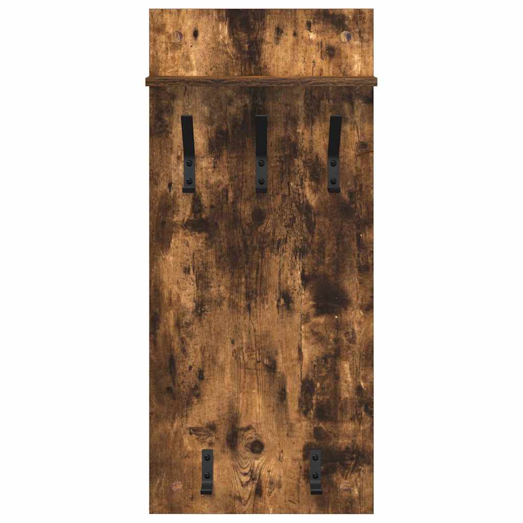 Porte-manteau mural avec étagère Chêne fumé 90 x 40 x 10 cm - XIOS