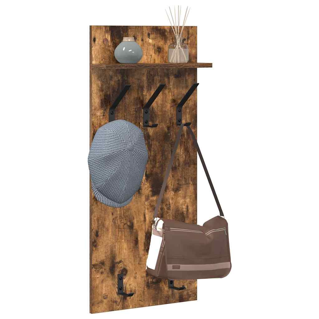 Porte-manteau mural avec étagère Chêne fumé 90 x 40 x 10 cm - XIOS