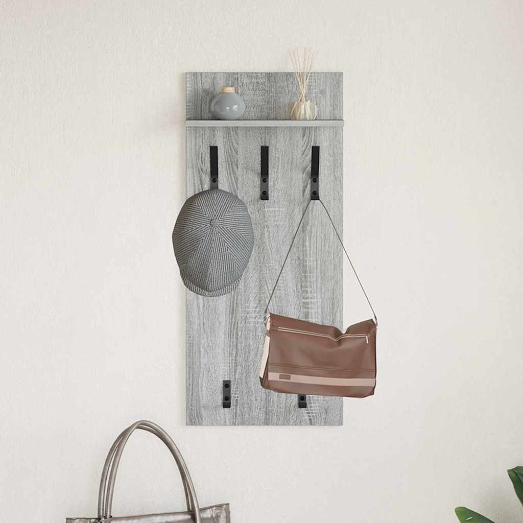 Porte-manteau mural avec étagère Sonoma gris 90 x 40 x 10 cm - XIOS