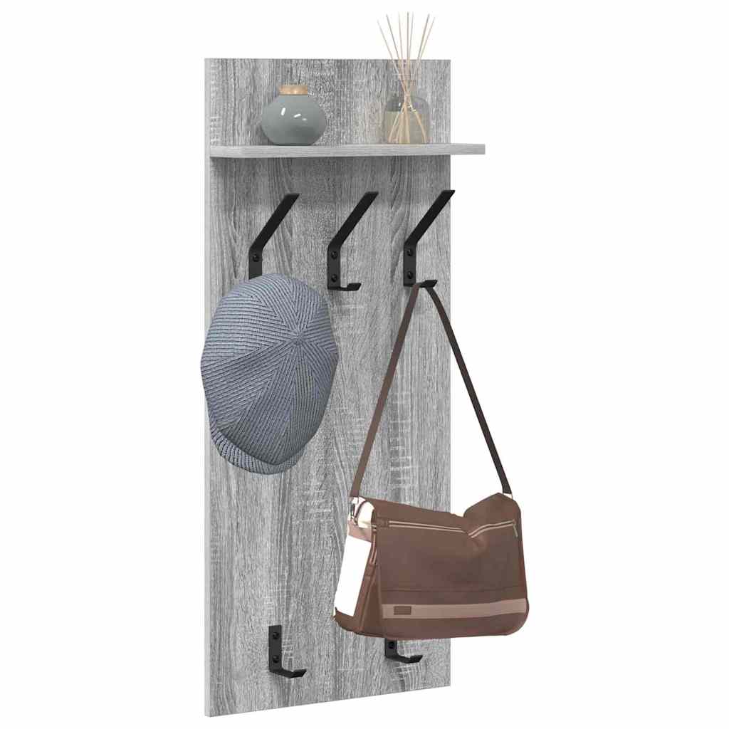 Porte-manteau mural avec étagère Sonoma gris 90 x 40 x 10 cm - XIOS