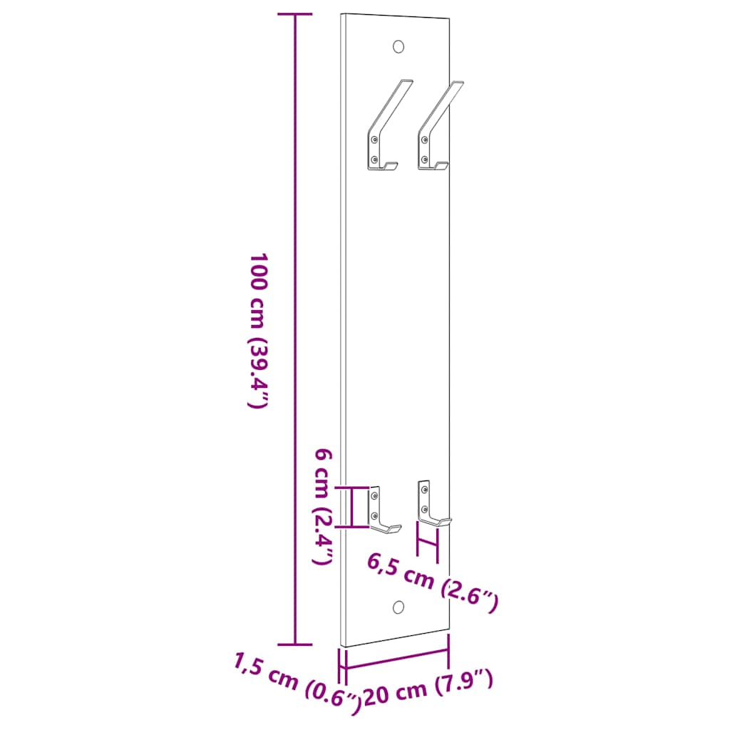 Porte-manteau mural Blanc 20 x 1.5 x 100 cm Bois d'ingénierie - XIOS