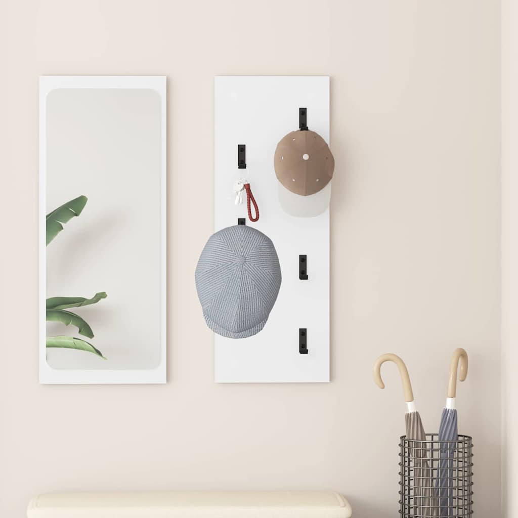 Porte-manteau mural Blanc 30 x 1.5 x 80 cm Bois d'ingénierie