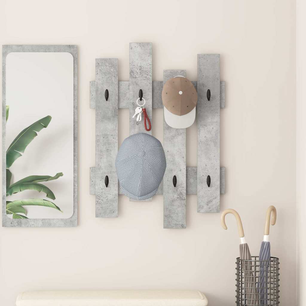 Porte-manteau mural Gris béton 60 x 3 x 82 cm Bois d'ingénierie