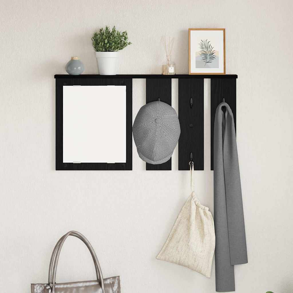 Porte-manteau mural avec étagère Chêne noir 85 x 10 x 45 cm
