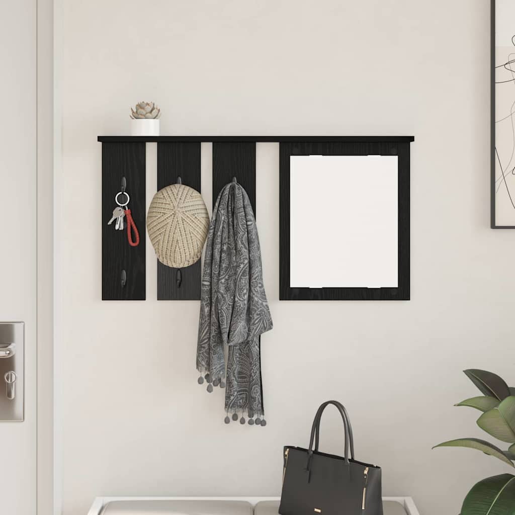 Porte-manteau mural avec étagère Chêne noir 85 x 10 x 45 cm - XIOS