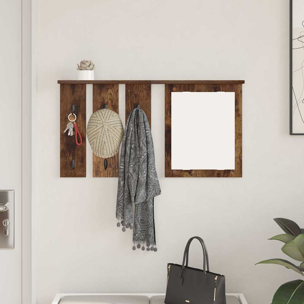 Porte-manteau mural avec étagère Chêne fumé 85 x 10 x 45 cm - XIOS