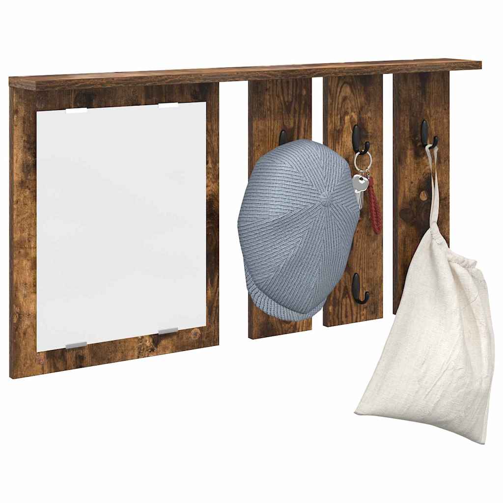 Porte-manteau mural avec étagère Chêne fumé 85 x 10 x 45 cm - XIOS