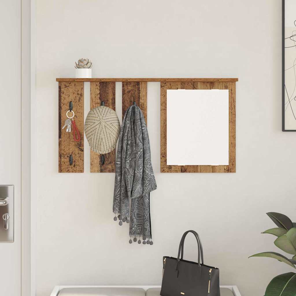 Porte-manteau mural avec étagère Bois ancien 85 x 10 x 45 cm - XIOS