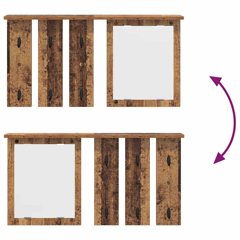 Porte-manteau mural avec étagère Bois ancien 85 x 10 x 45 cm - XIOS