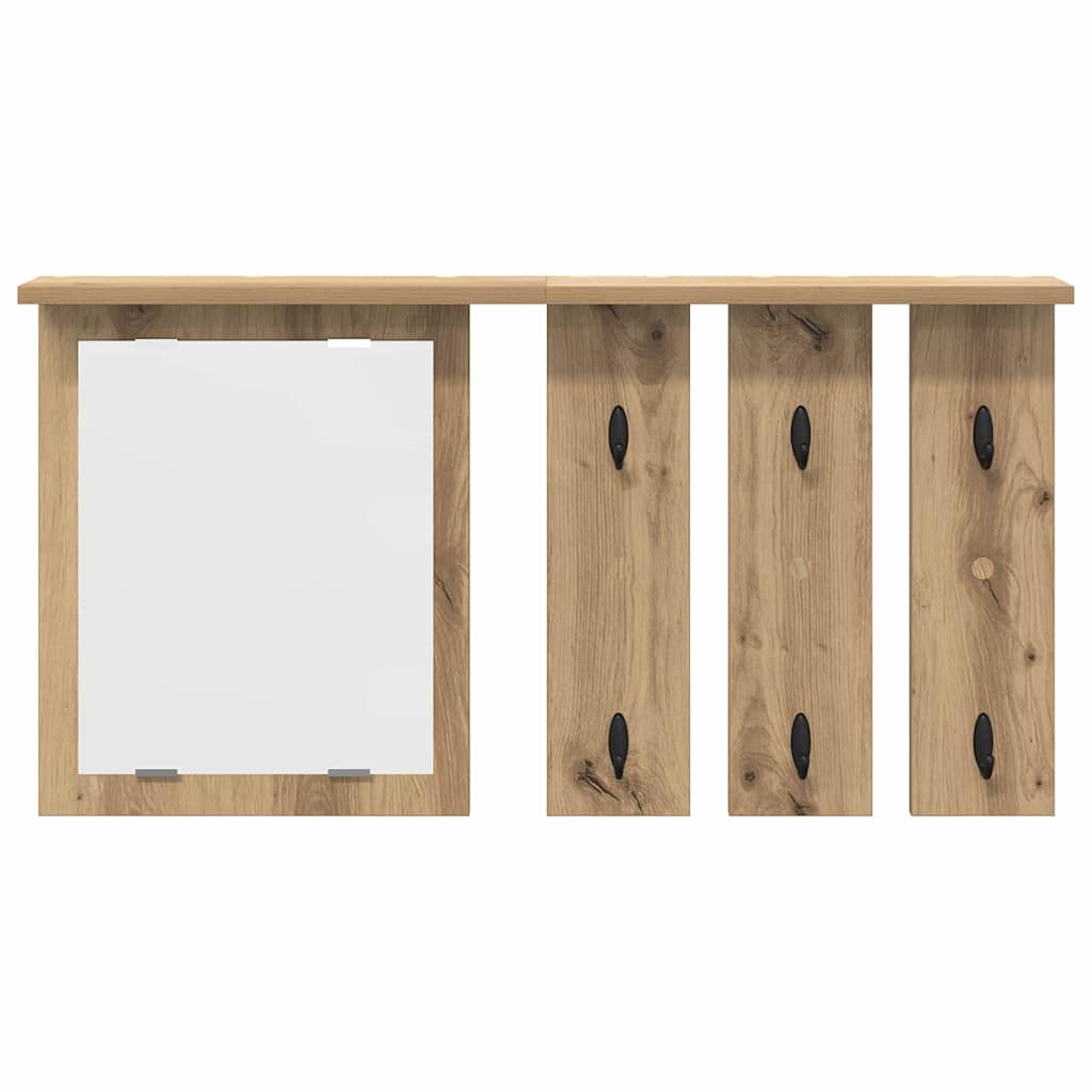Porte-manteau mural avec miroir chêne artisanal 85 x 10 x 45 cm - XIOS