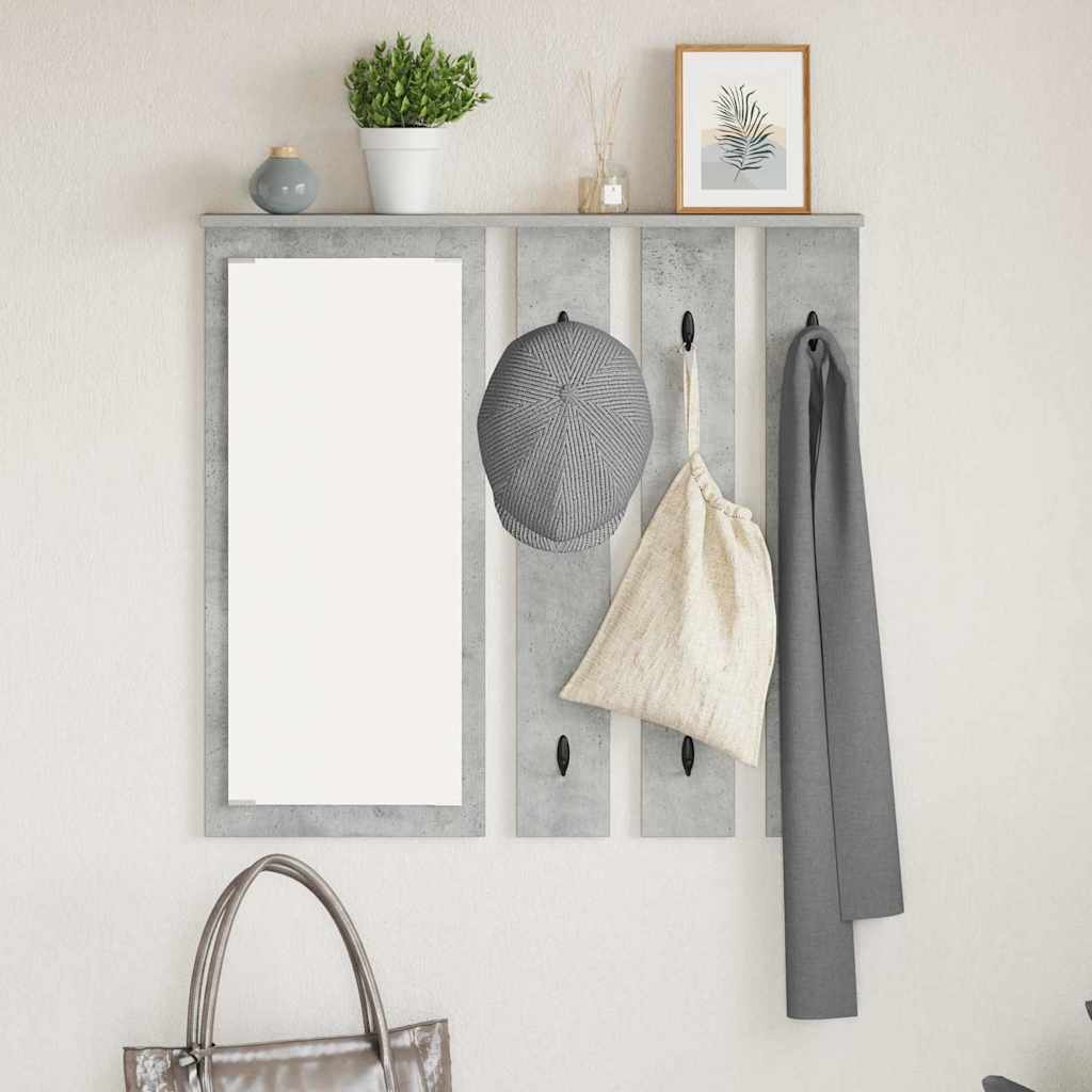 Porte-manteau mural avec étagère Gris béton 84 x 10 x 80 cm
