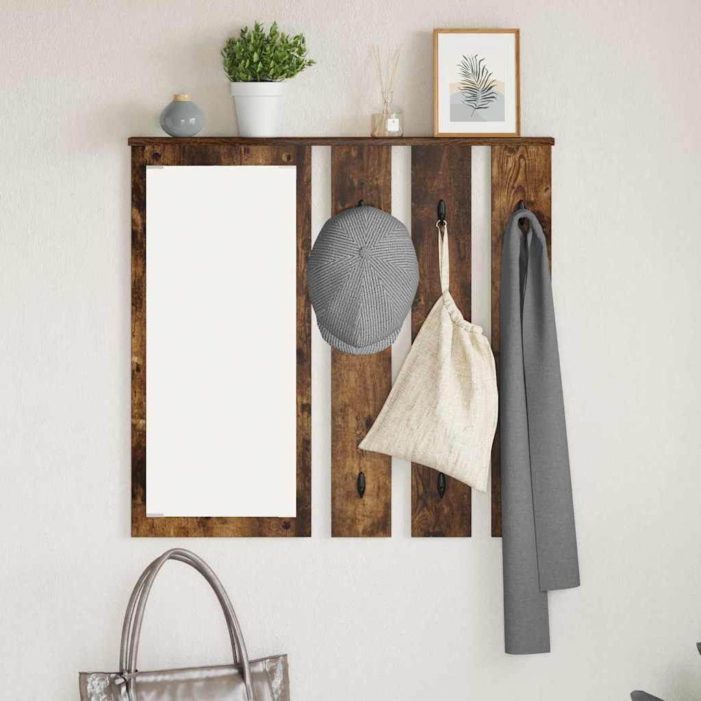 Porte-manteau mural avec étagère Chêne fumé 84 x 10 x 80 cm - XIOS