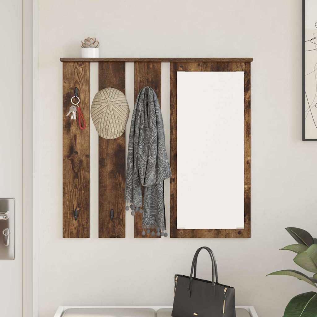 Porte-manteau mural avec étagère Chêne fumé 84 x 10 x 80 cm - XIOS