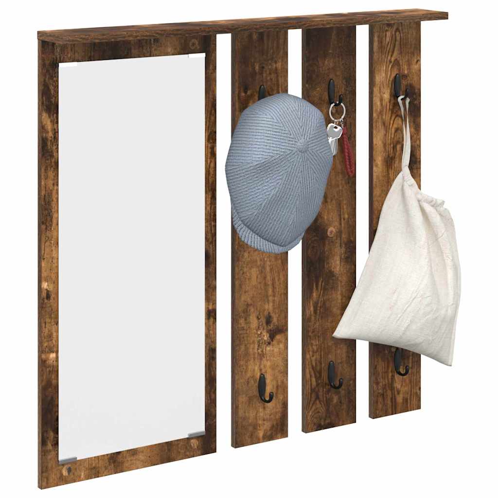 Porte-manteau mural avec étagère Chêne fumé 84 x 10 x 80 cm - XIOS