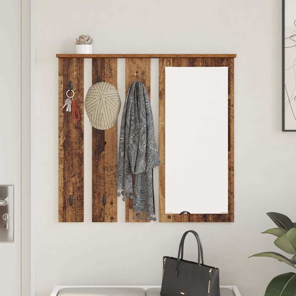 Porte-manteau mural avec étagère Bois ancien 84 x 10 x 80 cm - XIOS