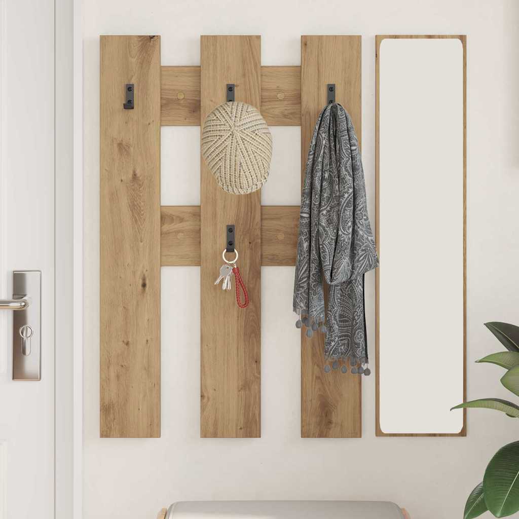 Porte-manteau mural chêne artisanal 65 x 3 x 100 cm - XIOS