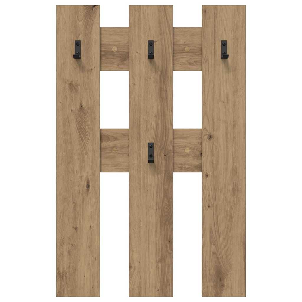 Porte-manteau mural chêne artisanal 65 x 3 x 100 cm - XIOS