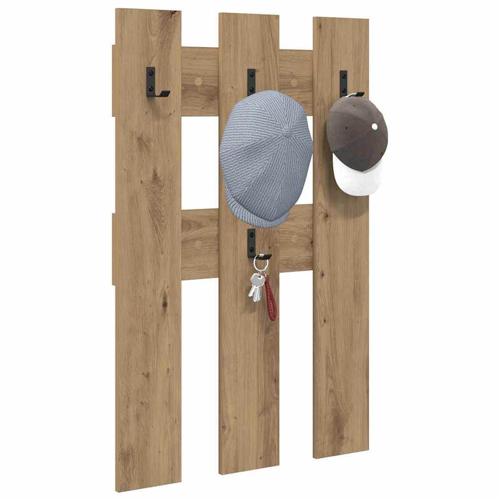 Porte-manteau mural chêne artisanal 65 x 3 x 100 cm - XIOS