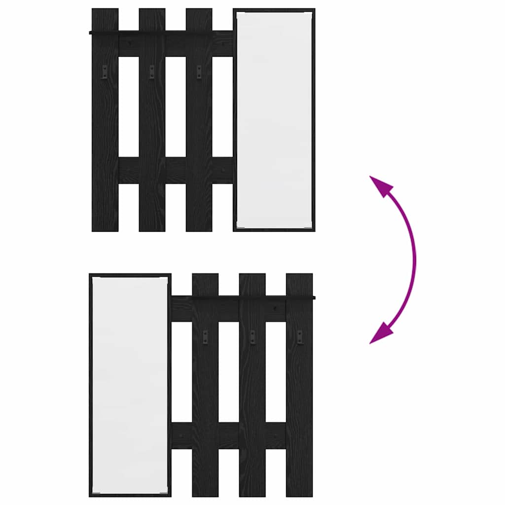 Porte-manteau mural Montage mural Chêne Noir 100 x 10 x 100 cm - XIOS