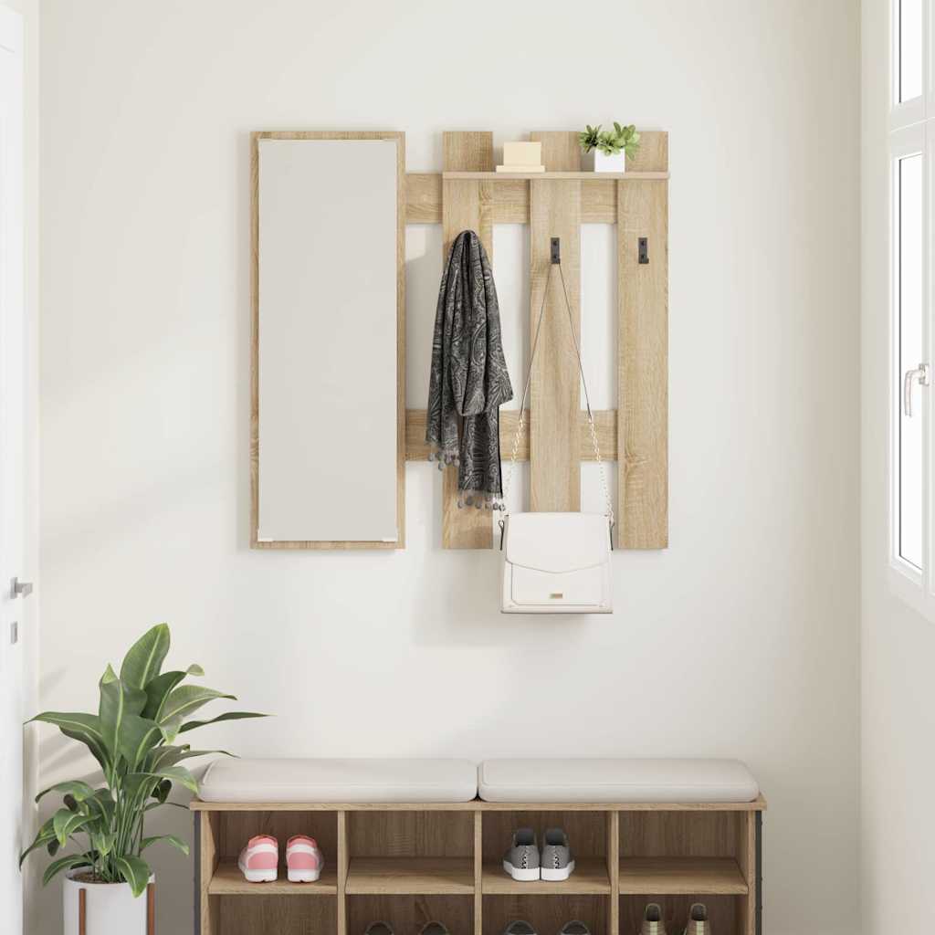 Porte-manteau mural avec miroir Chêne Sonoma 100 x 10 x 100 cm - XIOS