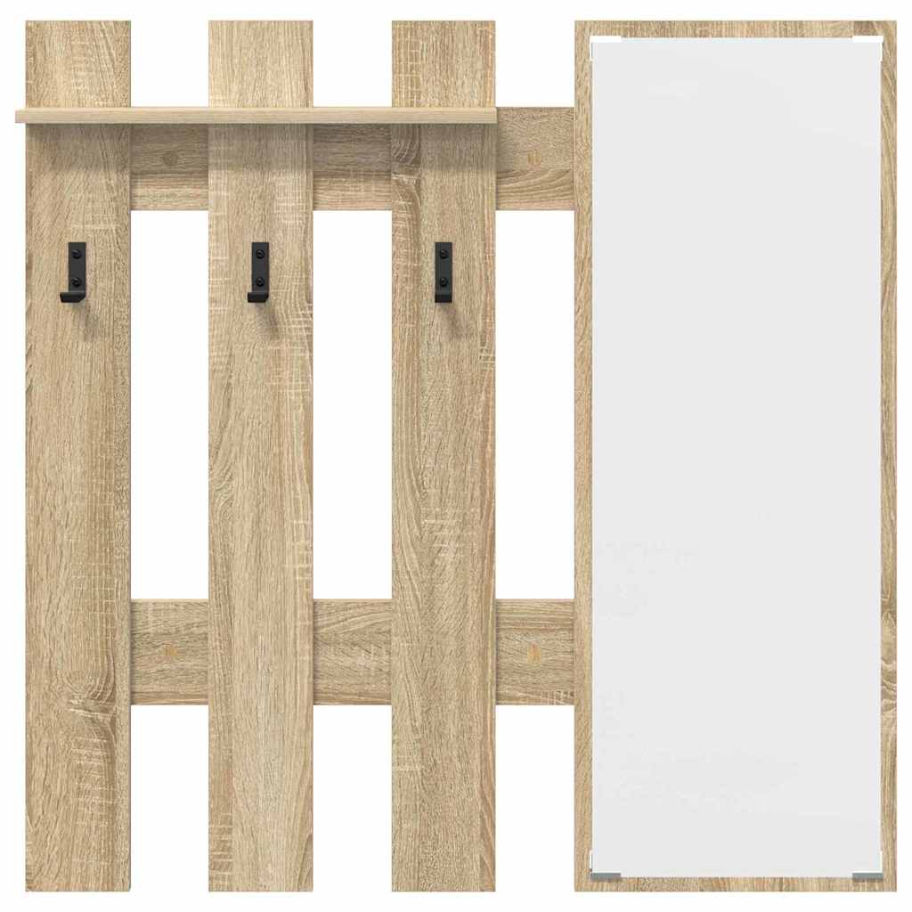 Porte-manteau mural avec miroir Chêne Sonoma 100 x 10 x 100 cm - XIOS