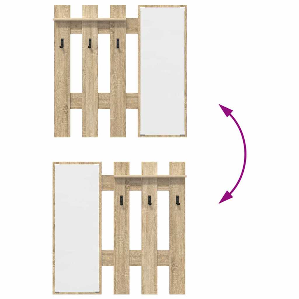 Porte-manteau mural avec miroir Chêne Sonoma 100 x 10 x 100 cm - XIOS