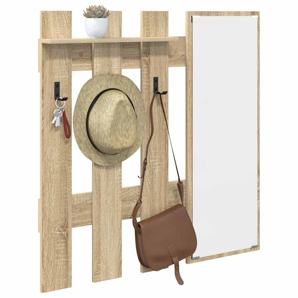 Porte-manteau mural avec miroir Chêne Sonoma 100 x 10 x 100 cm - XIOS