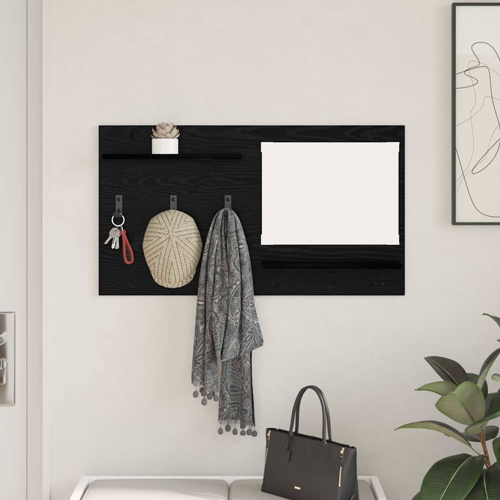 Porte-manteau mural avec étagère Chêne noir 90 x 10 x 50 cm - XIOS