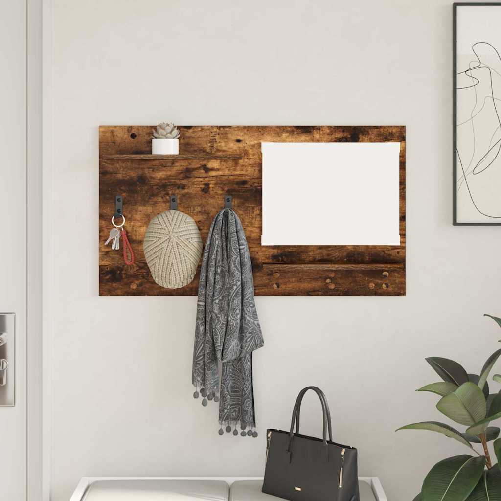 Porte-manteau mural avec étagère Chêne fumé 90 x 10 x 50 cm - XIOS