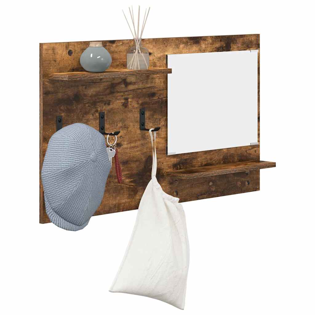 Porte-manteau mural avec étagère Chêne fumé 90 x 10 x 50 cm - XIOS