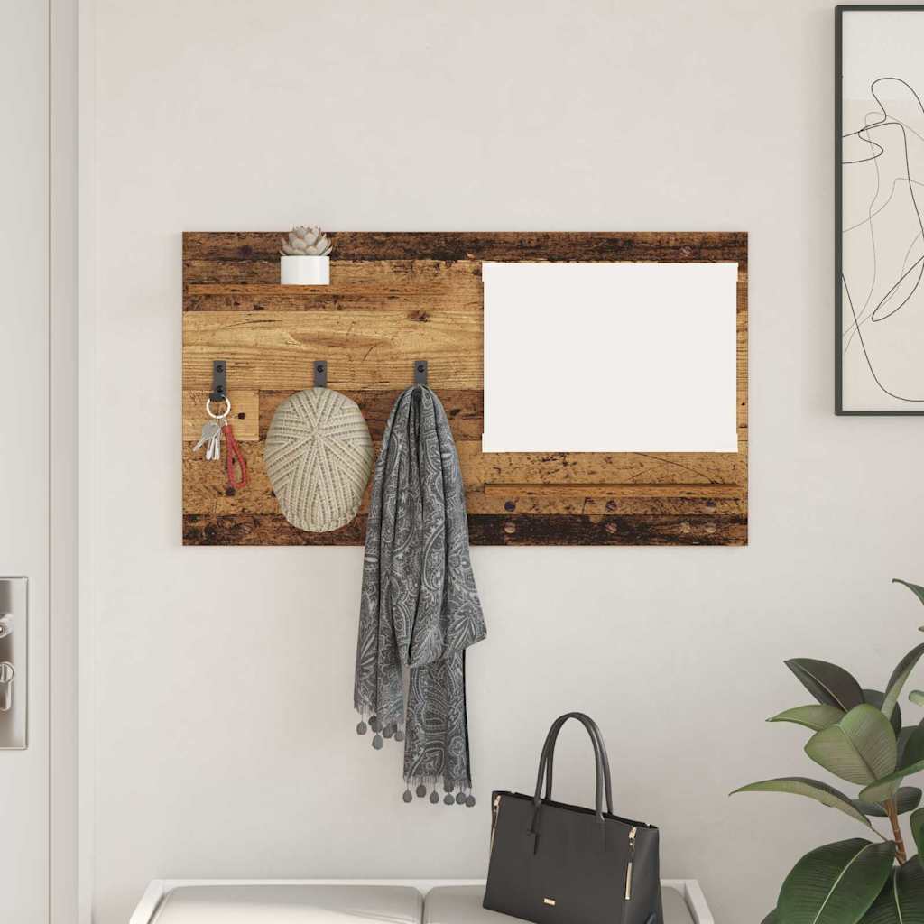 Porte-manteau mural avec étagère Bois ancien 90 x 10 x 50 cm - XIOS