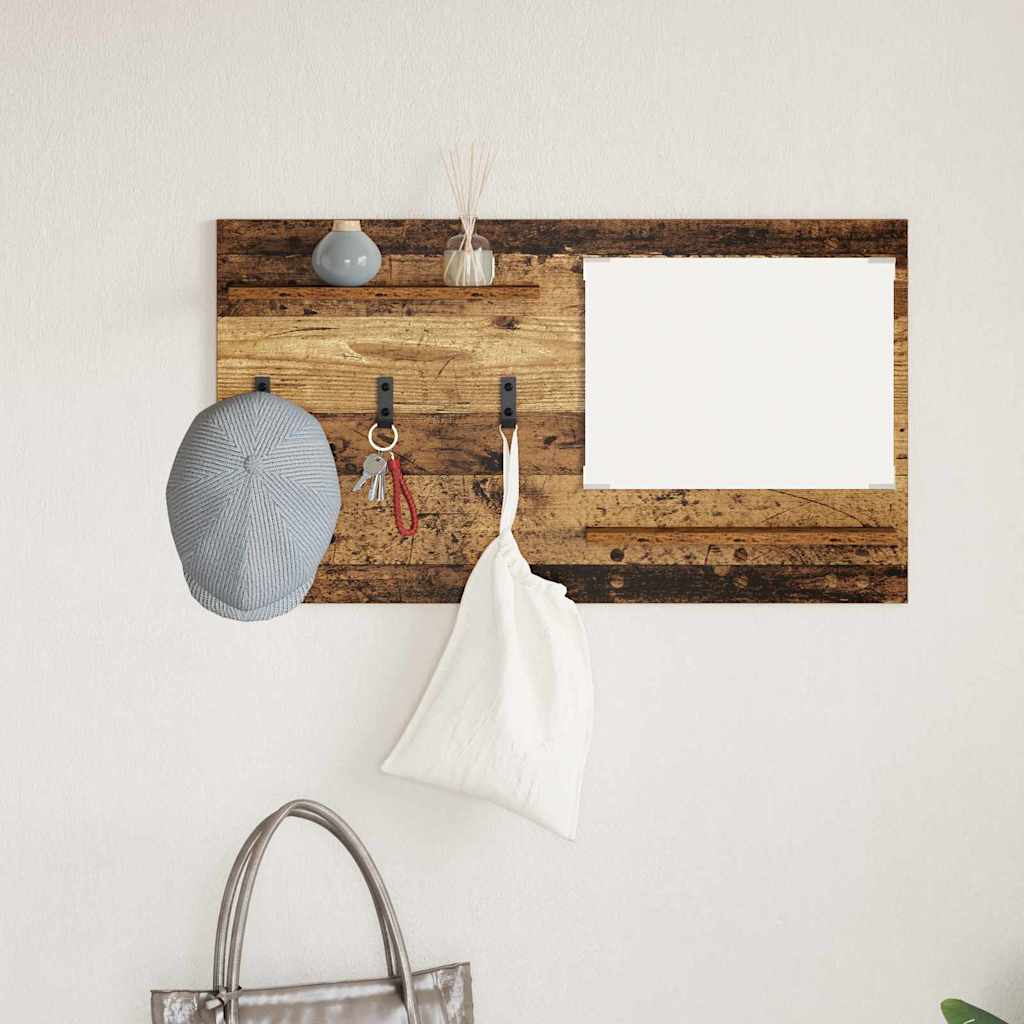 Porte-manteau mural avec étagère Bois ancien 90 x 10 x 50 cm - XIOS