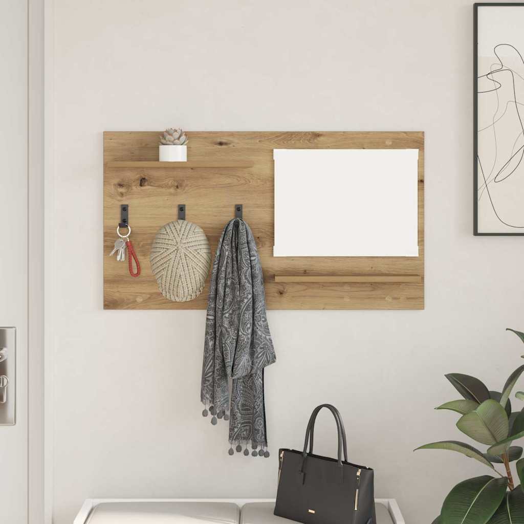 Porte-manteau mural avec miroir chêne artisanal 90 x 10 x 50 cm - XIOS