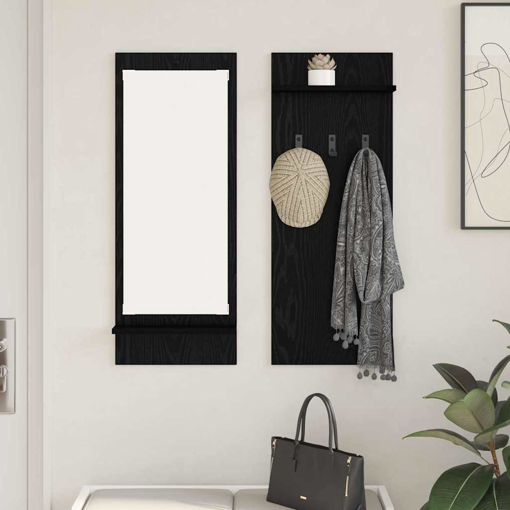 Porte-manteau mural avec étagère Chêne noir 70 x 10 x 90 cm - XIOS