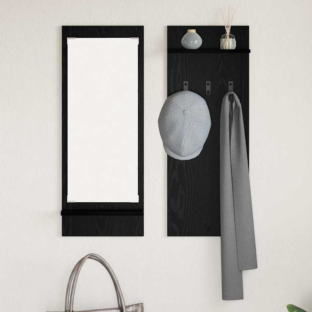 Porte-manteau mural avec étagère Chêne noir 70 x 10 x 90 cm - XIOS