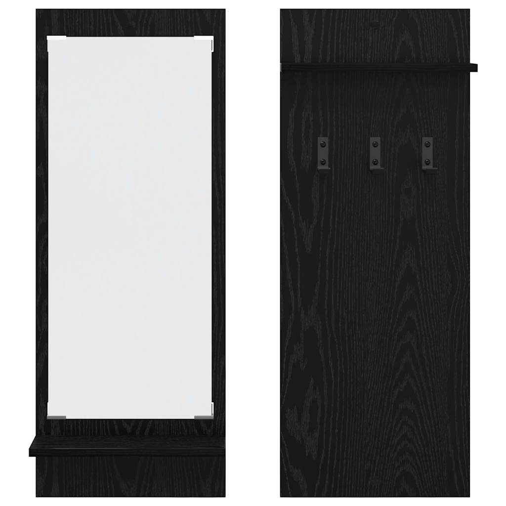 Porte-manteau mural avec étagère Chêne noir 70 x 10 x 90 cm - XIOS