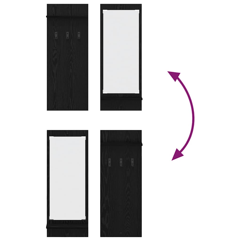 Porte-manteau mural avec étagère Chêne noir 70 x 10 x 90 cm - XIOS