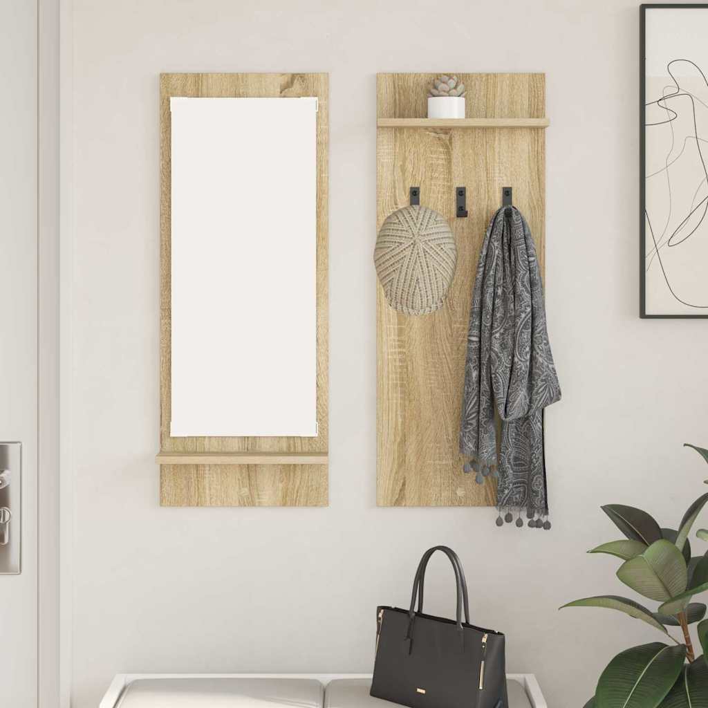 Porte-manteau mural avec étagère Chêne sonoma 70 x 10 x 90 cm - XIOS