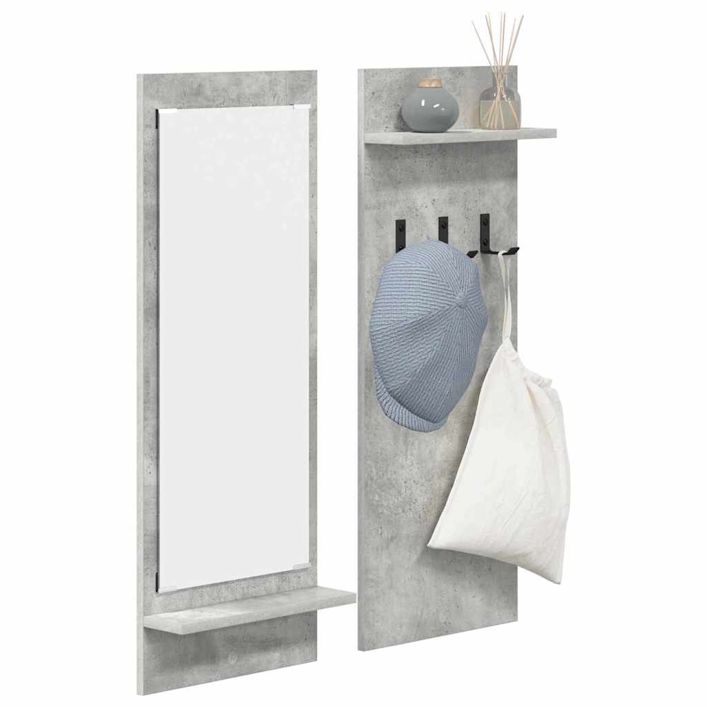 Porte-manteau mural avec étagère Gris béton 70 x 10 x 90 cm - XIOS