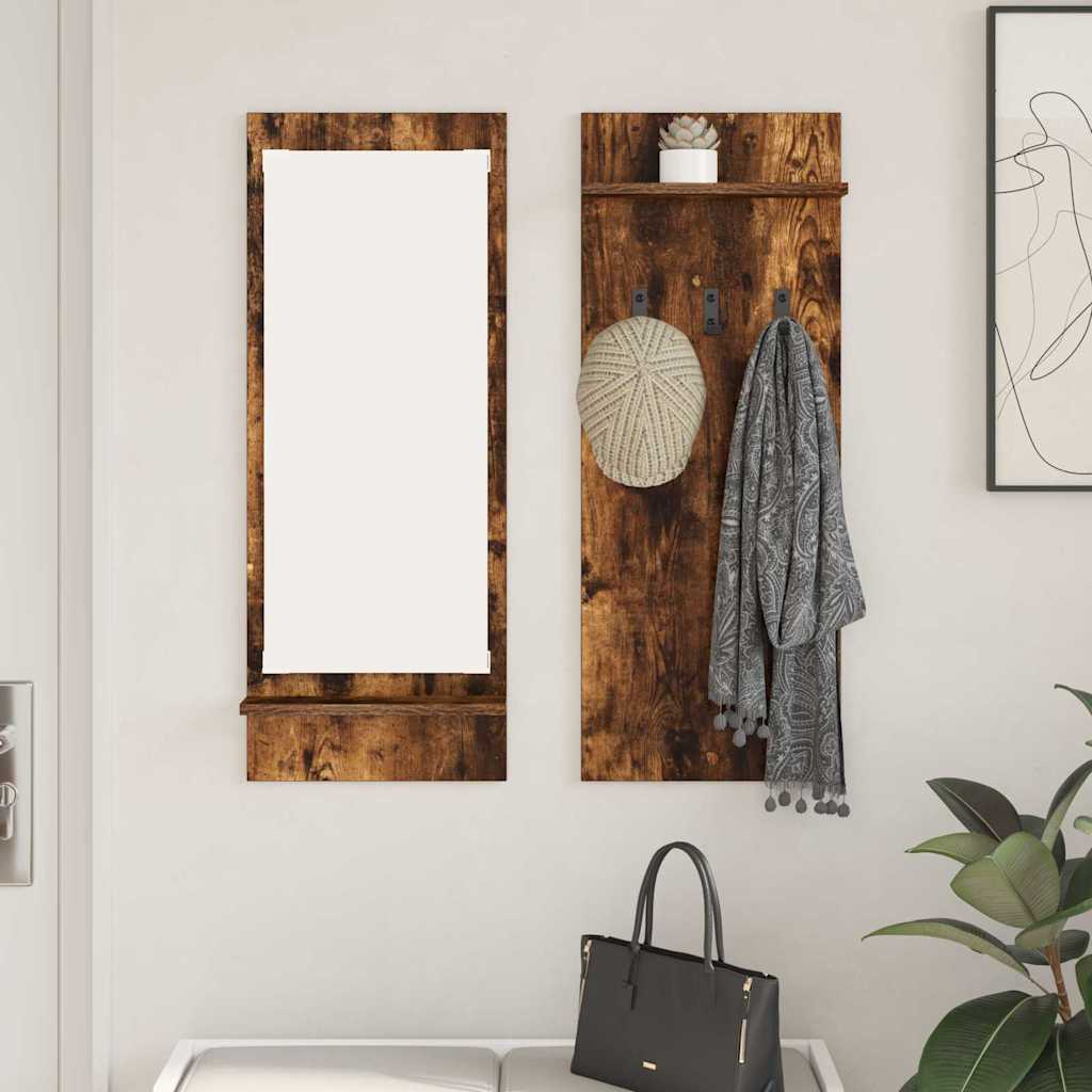 Porte-manteau mural avec étagère Chêne fumé 70 x 10 x 90 cm - XIOS