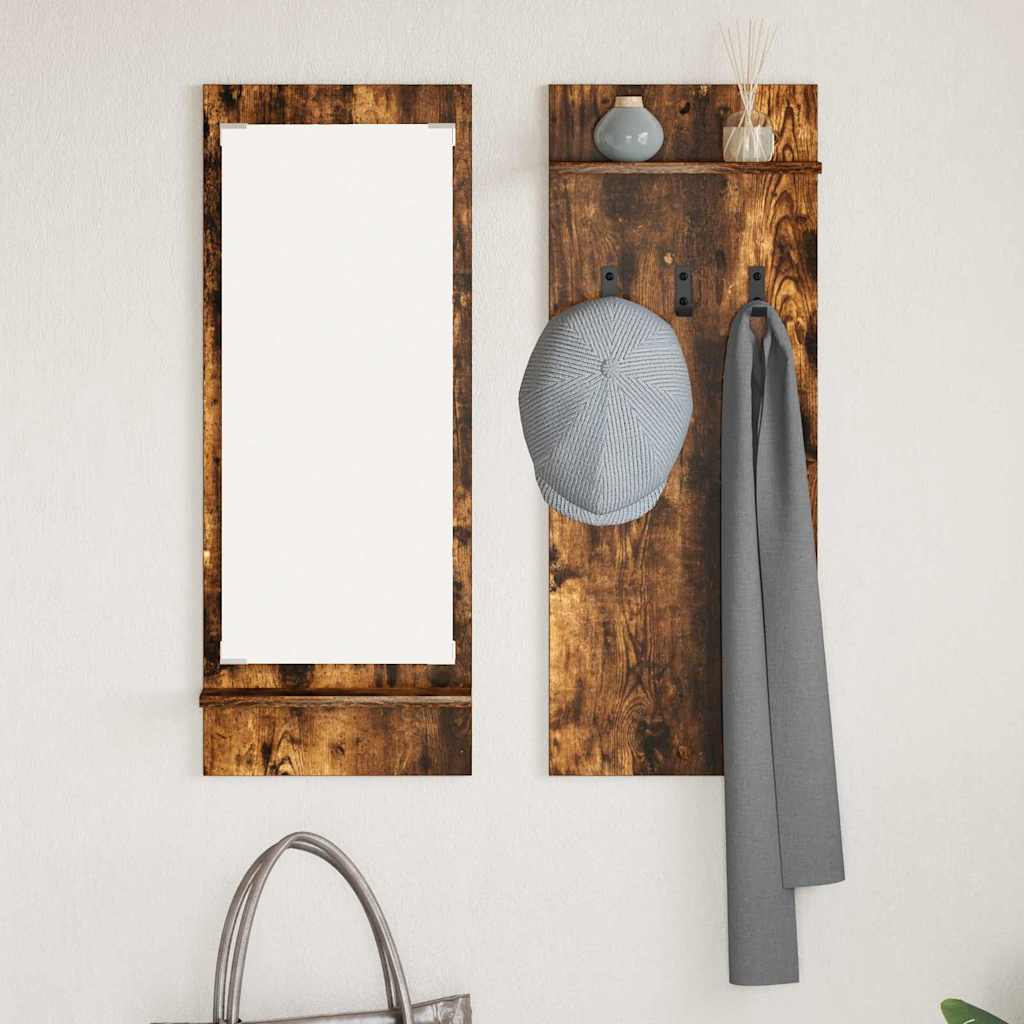 Porte-manteau mural avec étagère Chêne fumé 70 x 10 x 90 cm - XIOS