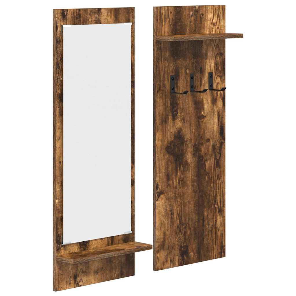 Porte-manteau mural avec étagère Chêne fumé 70 x 10 x 90 cm - XIOS