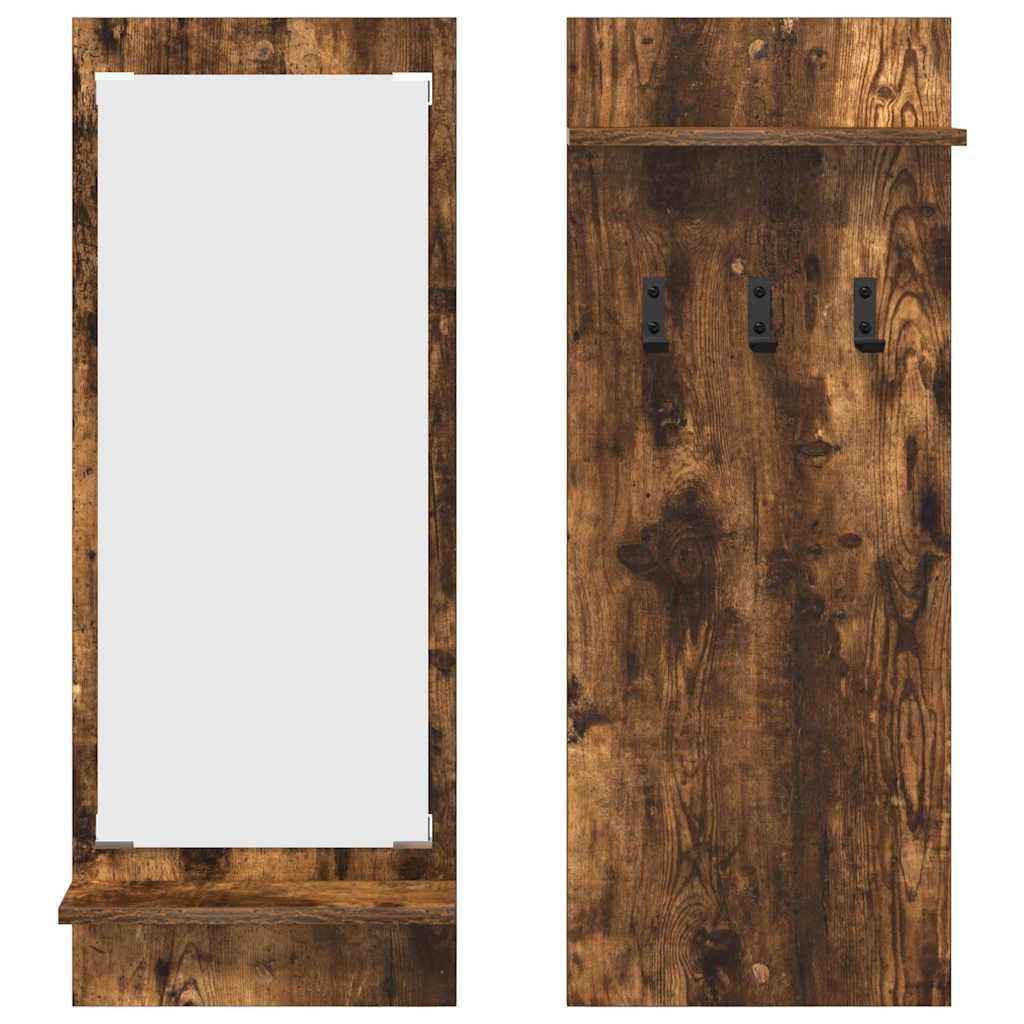 Porte-manteau mural avec étagère Chêne fumé 70 x 10 x 90 cm - XIOS