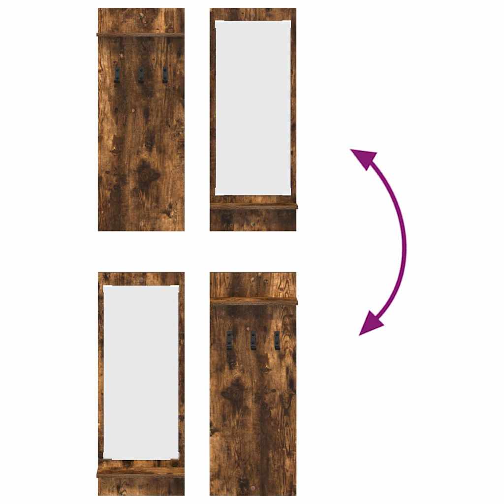 Porte-manteau mural avec étagère Chêne fumé 70 x 10 x 90 cm - XIOS