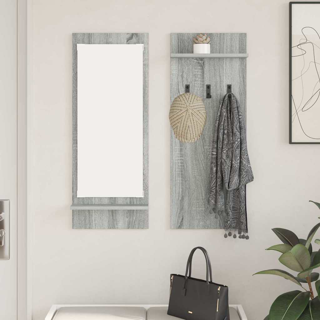 Porte-manteau mural avec étagère Gris Sonoma 70 x 10 x 90 cm - XIOS