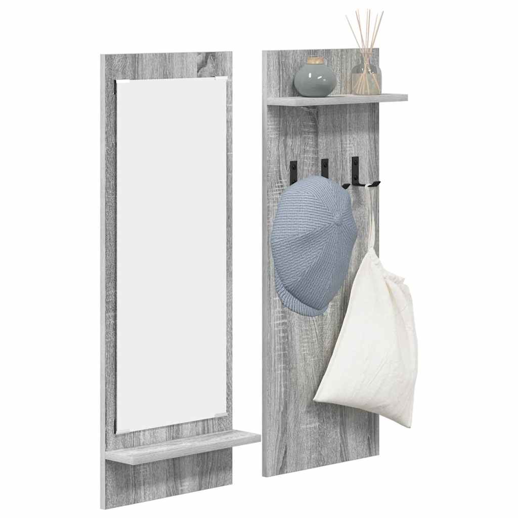 Porte-manteau mural avec étagère Gris Sonoma 70 x 10 x 90 cm - XIOS
