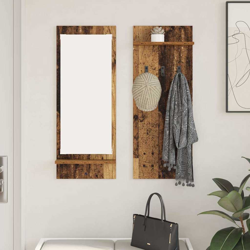 Porte-manteau mural avec étagère Bois ancien 70 x 10 x 90 cm - XIOS