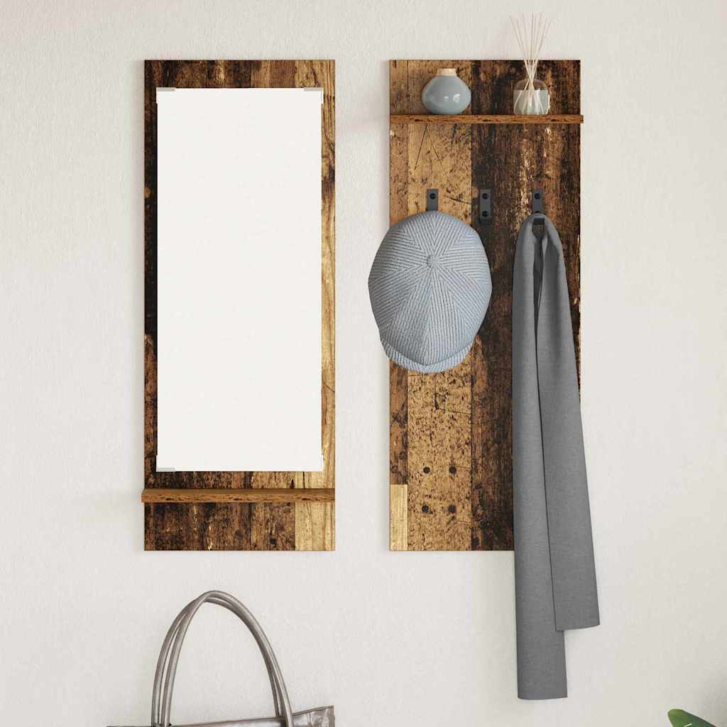 Porte-manteau mural avec étagère Bois ancien 70 x 10 x 90 cm - XIOS