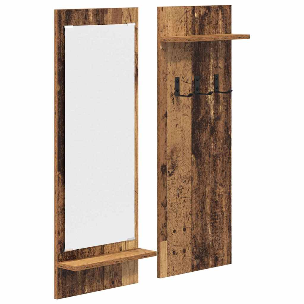 Porte-manteau mural avec étagère Bois ancien 70 x 10 x 90 cm - XIOS