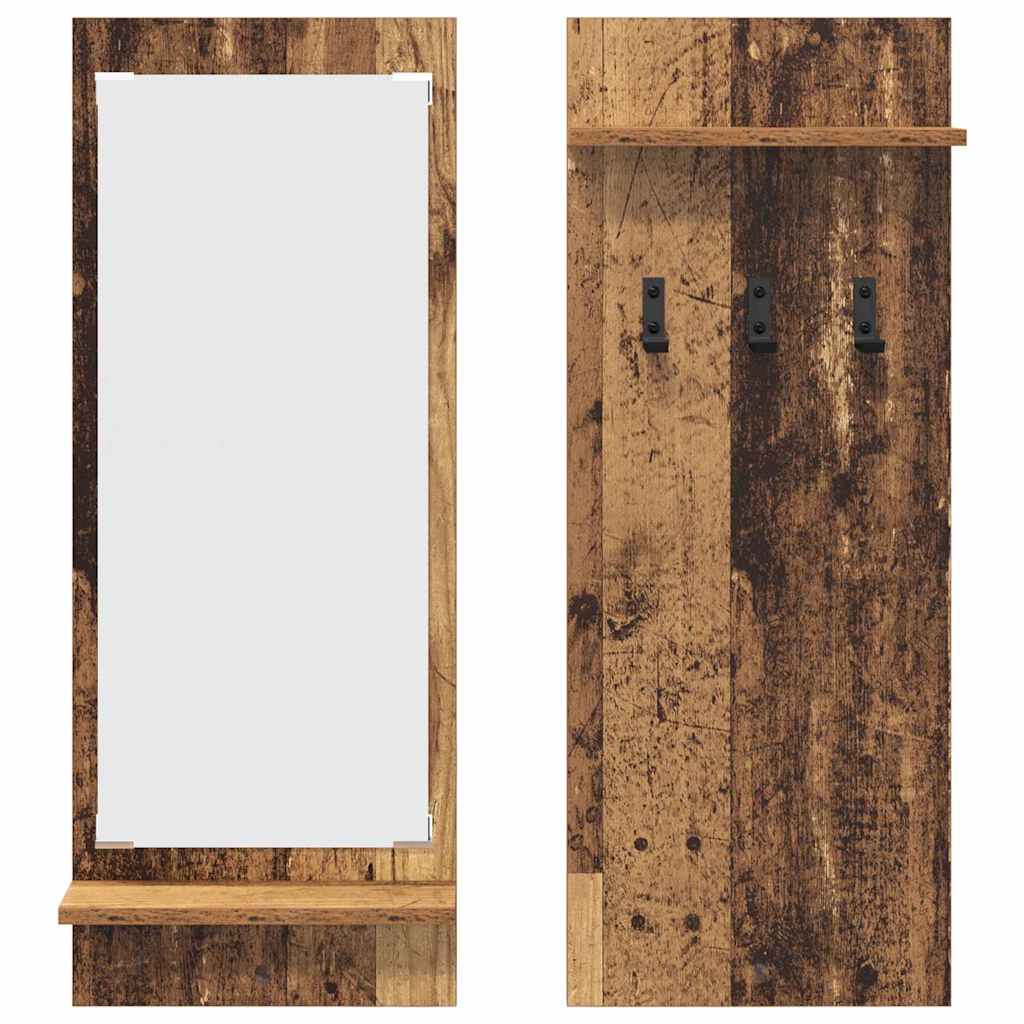 Porte-manteau mural avec étagère Bois ancien 70 x 10 x 90 cm - XIOS